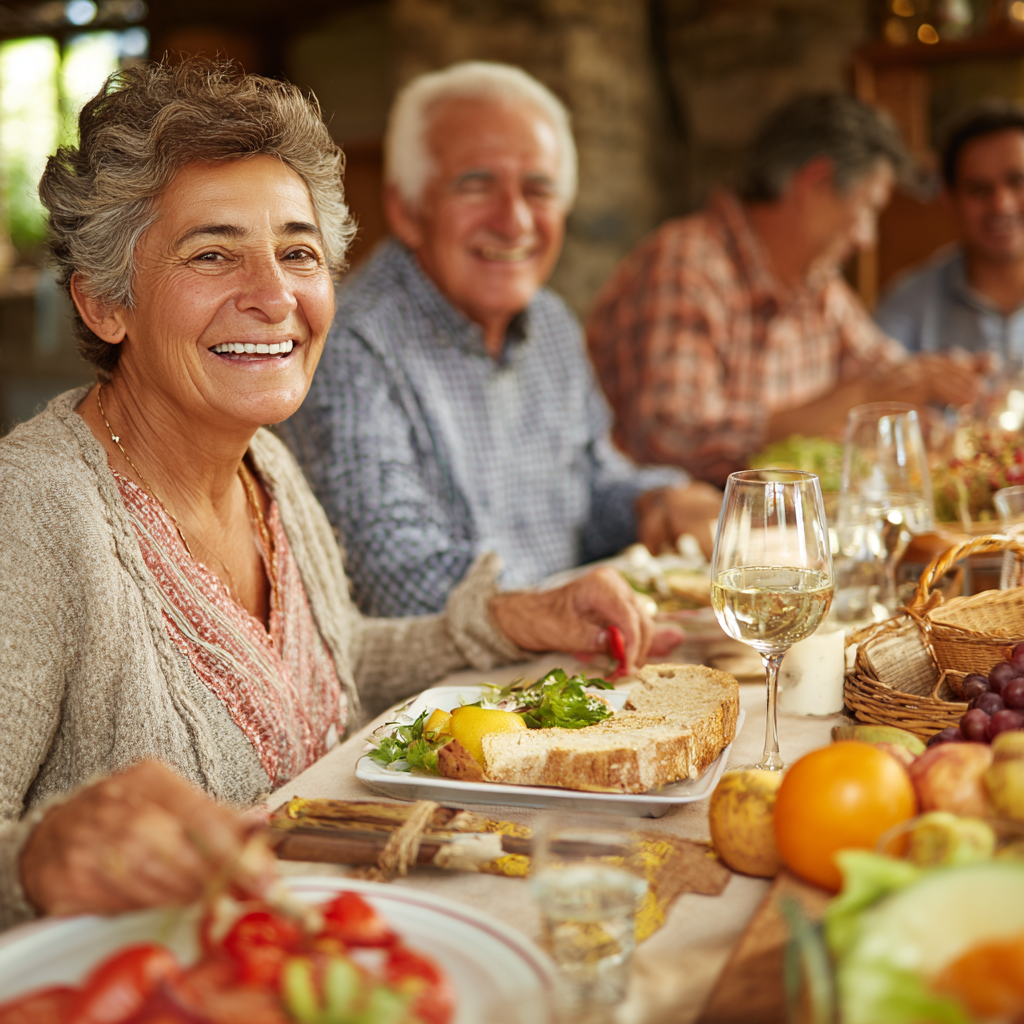Cheerful Romanian senior couple drinking water after morning exercise in a park, both wearing athletic clothes and smiling